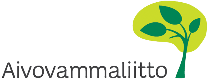 Aivovammaliiton logo, teksti ja vihreä puun kuva.